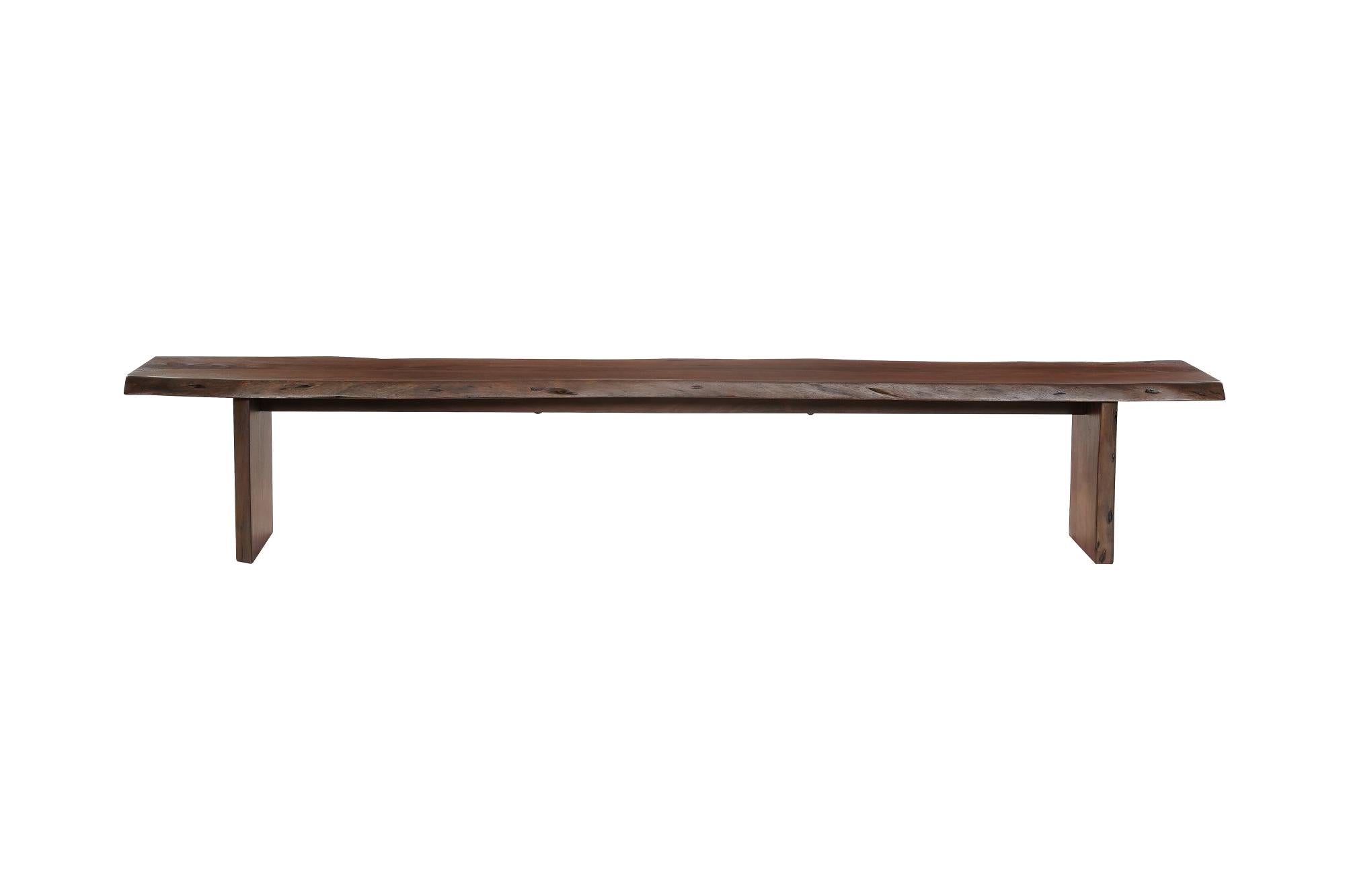 84" Dark Brown Solid Wood Live Edge Dining Bench Homeroots Living Room