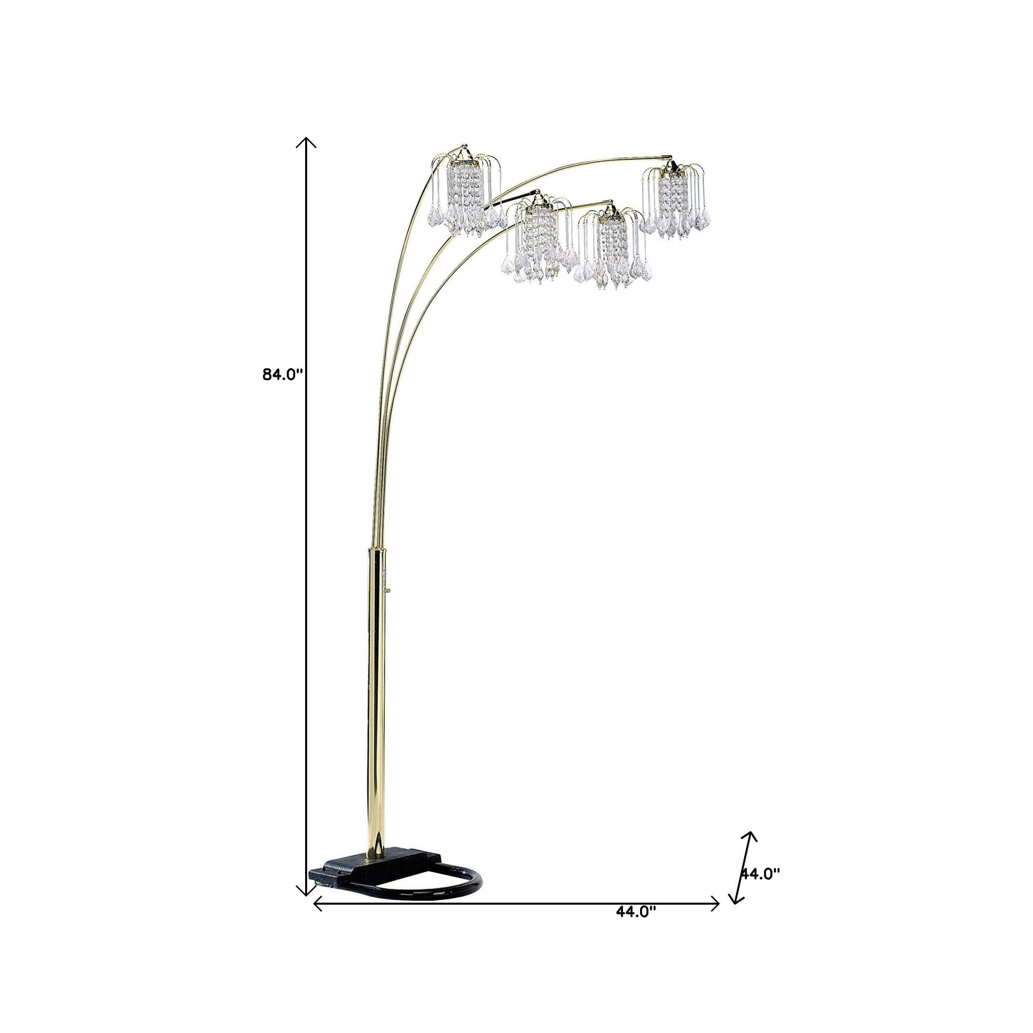 84" Gold Four Light Tree Floor Lamp With Clear Glass Novelty Shade Homeroots Lighting