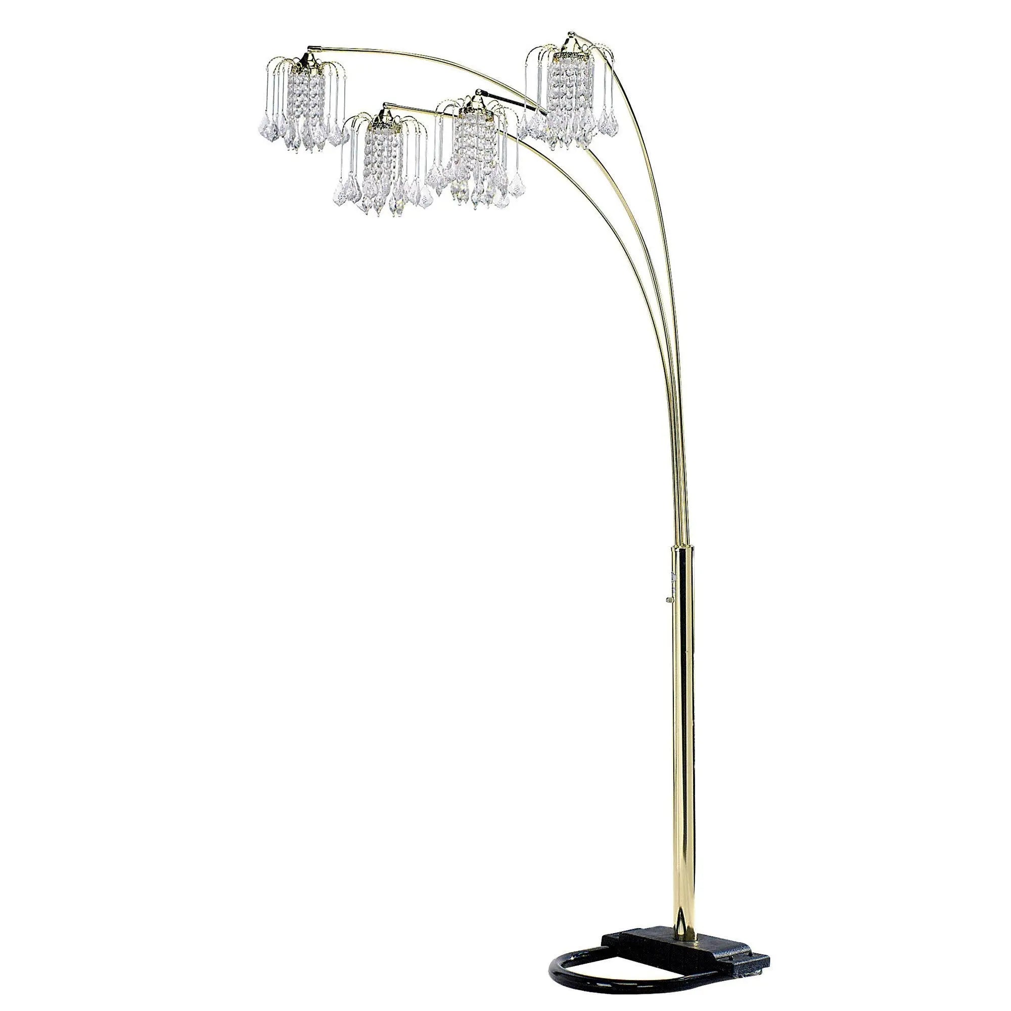 84" Gold Four Light Tree Floor Lamp With Clear Glass Novelty Shade Homeroots Lighting