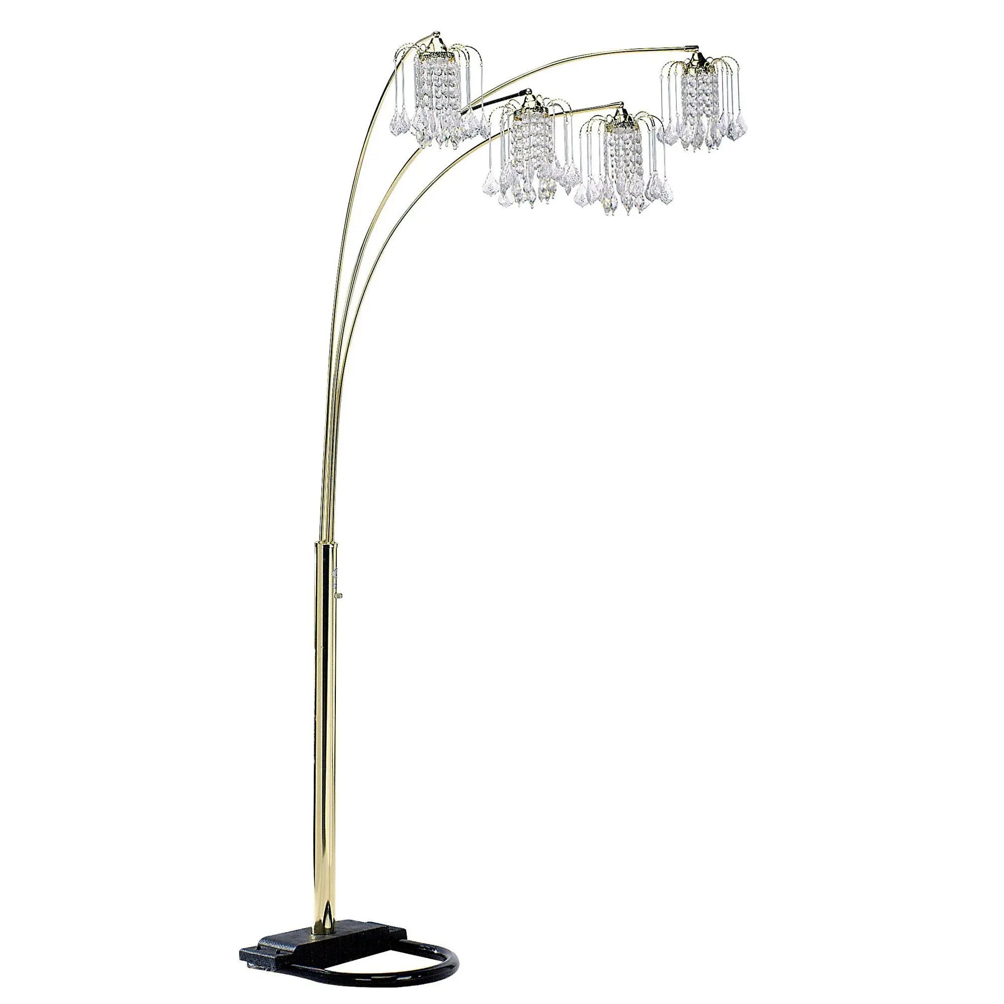 84" Gold Four Light Tree Floor Lamp With Clear Glass Novelty Shade Homeroots Lighting