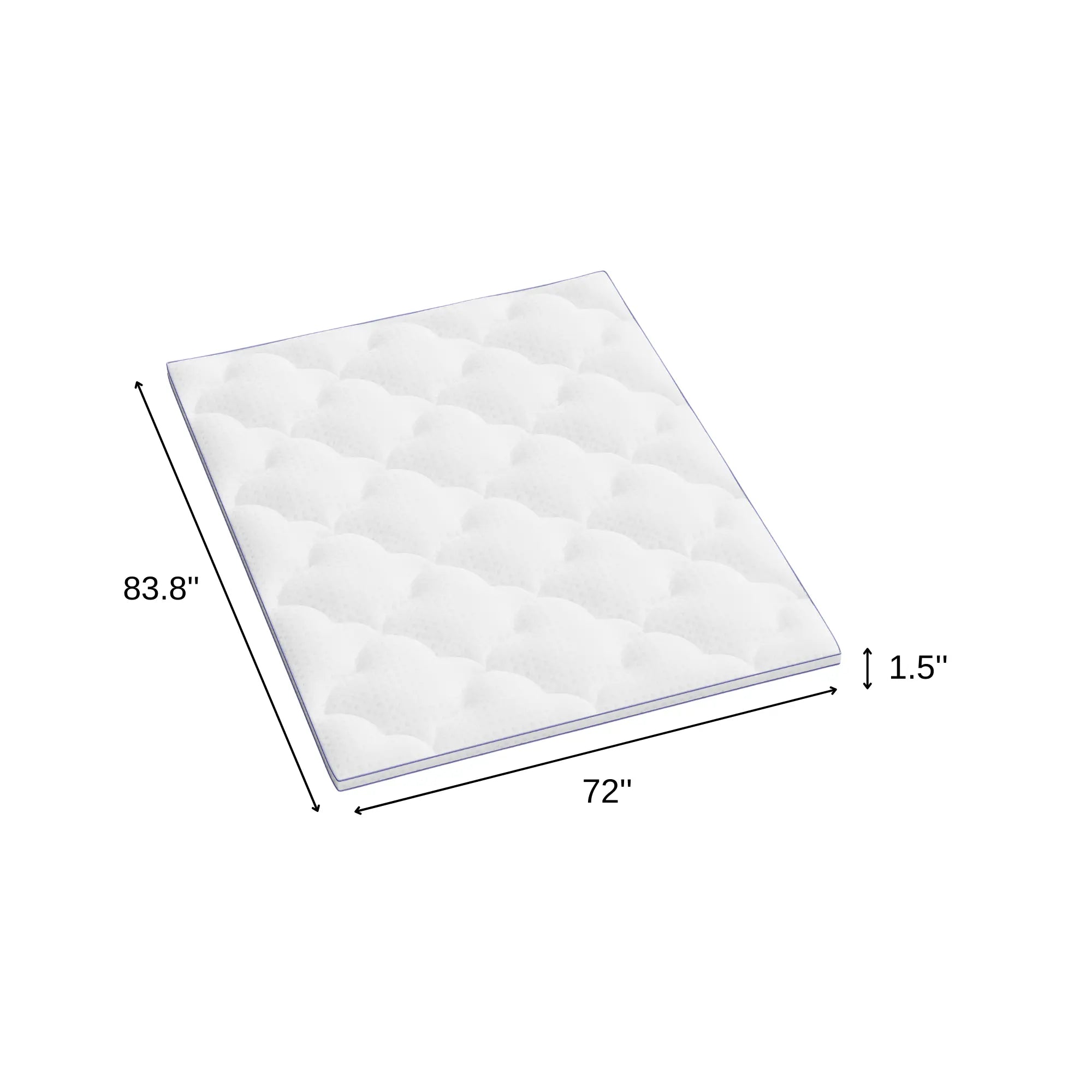 84" White Cotton Water Resistant Mattress topper with Removable Cover - GreatEagleInc
