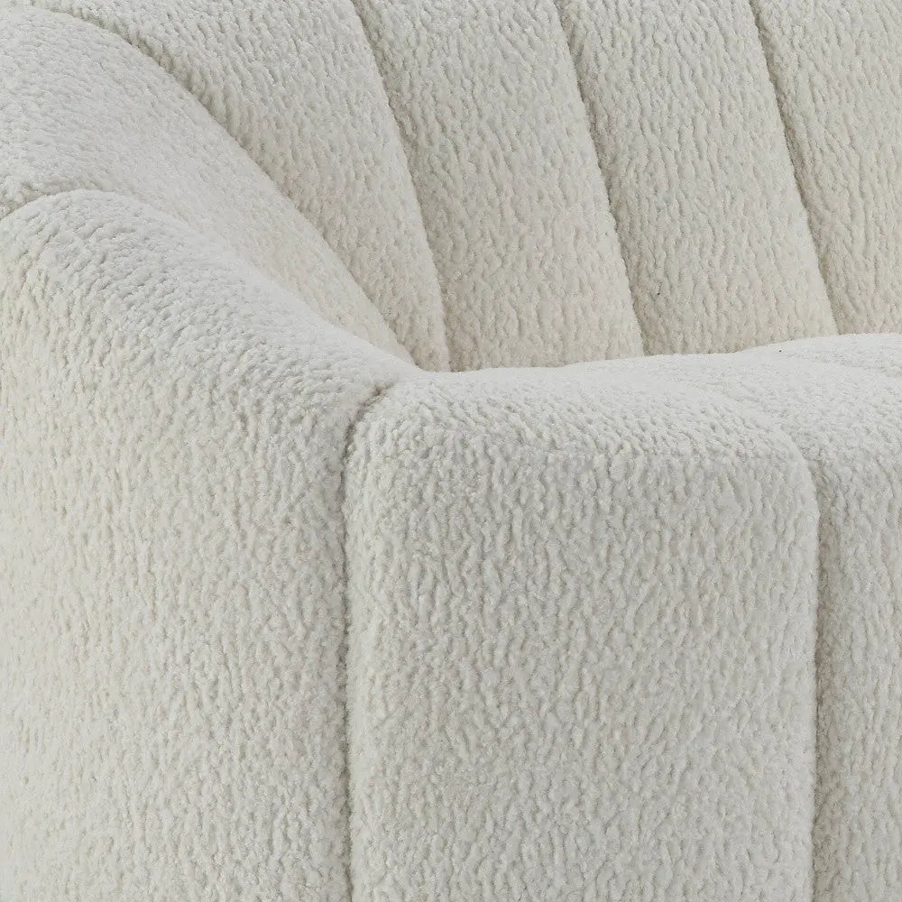 84" White Sherpa Sofa With Black Legs Homeroots Living Room