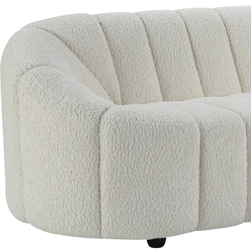 84" White Sherpa Sofa With Black Legs Homeroots Living Room
