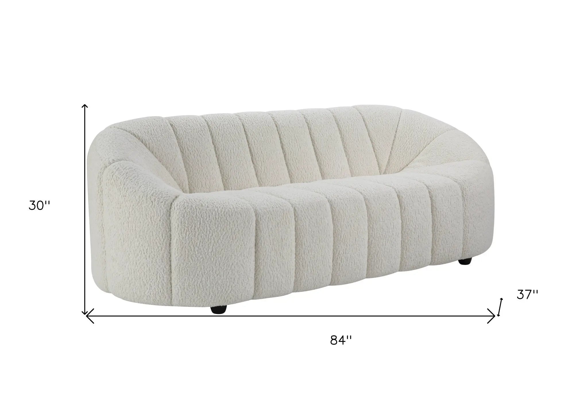 84" White Sherpa Sofa With Black Legs Homeroots Living Room