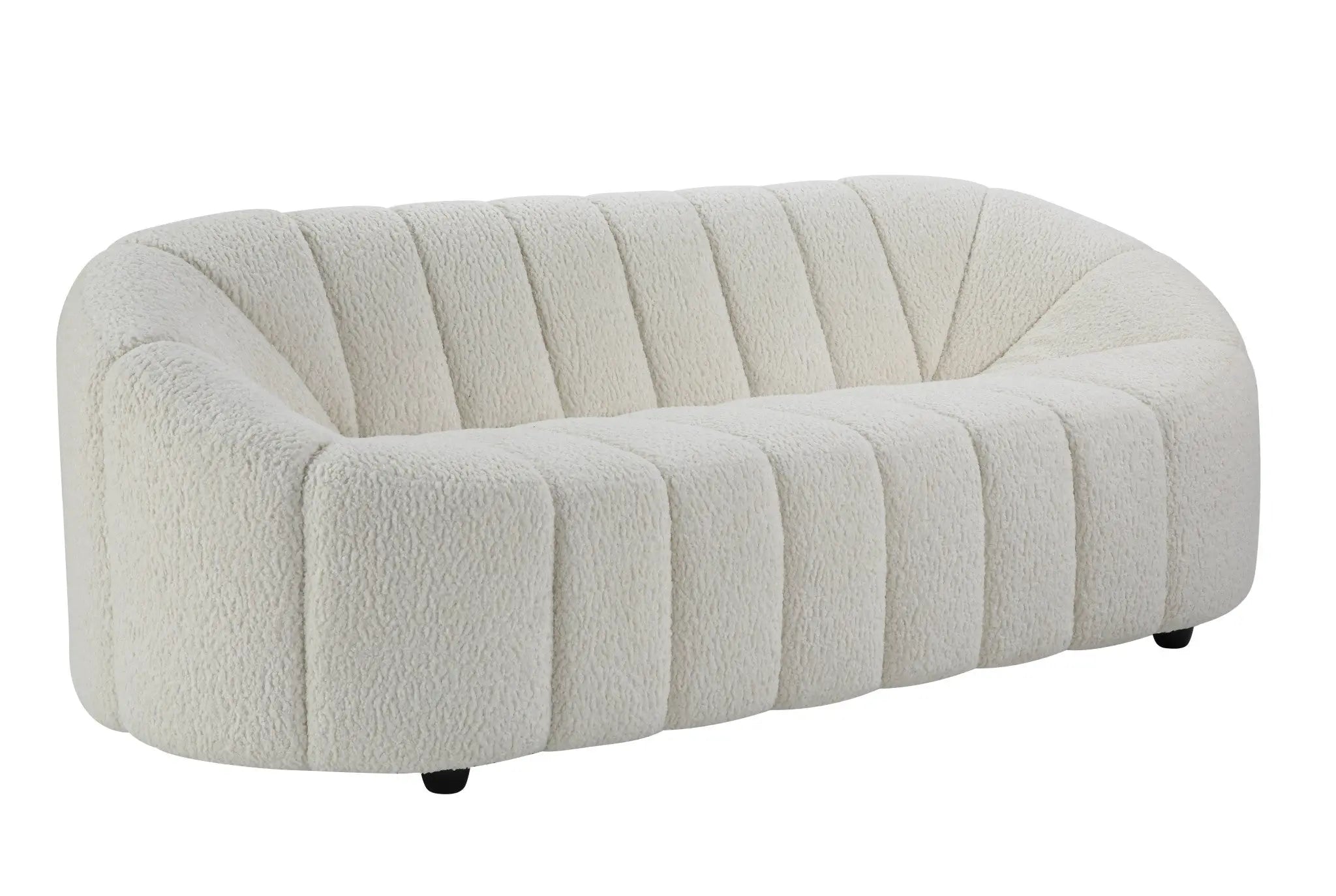84" White Sherpa Sofa With Black Legs Homeroots Living Room