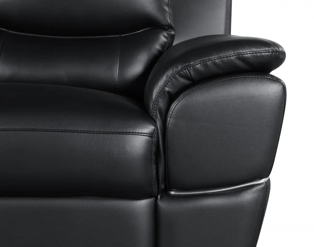 85" Black Leather Sofa With Silver Legs Homeroots Living Room