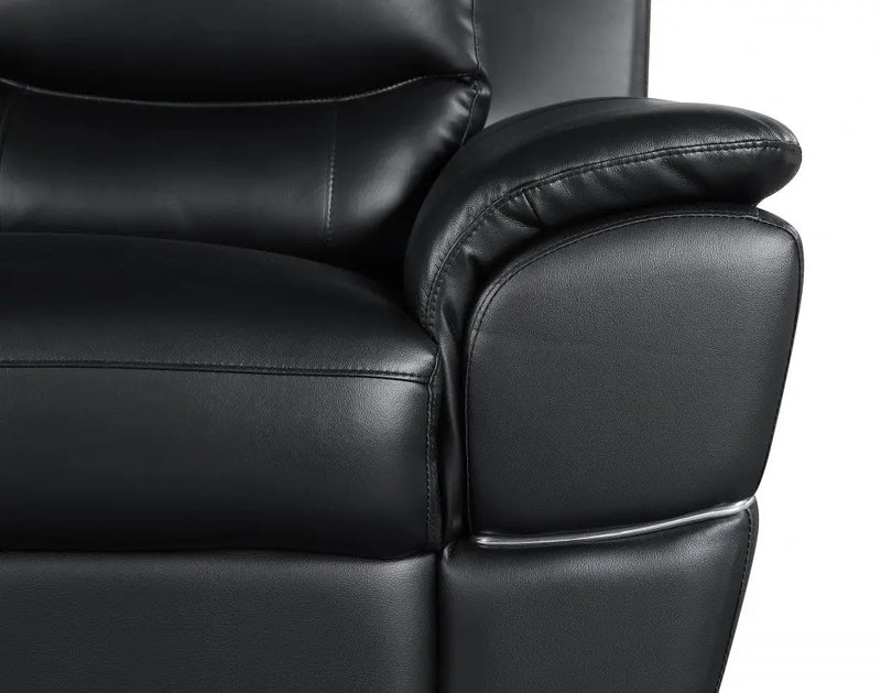 85" Black Leather Sofa With Silver Legs Homeroots Living Room