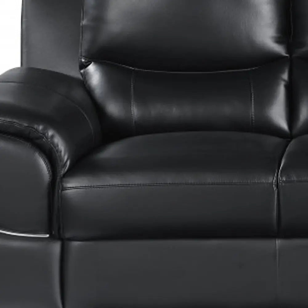 85" Black Leather Sofa With Silver Legs Homeroots Living Room