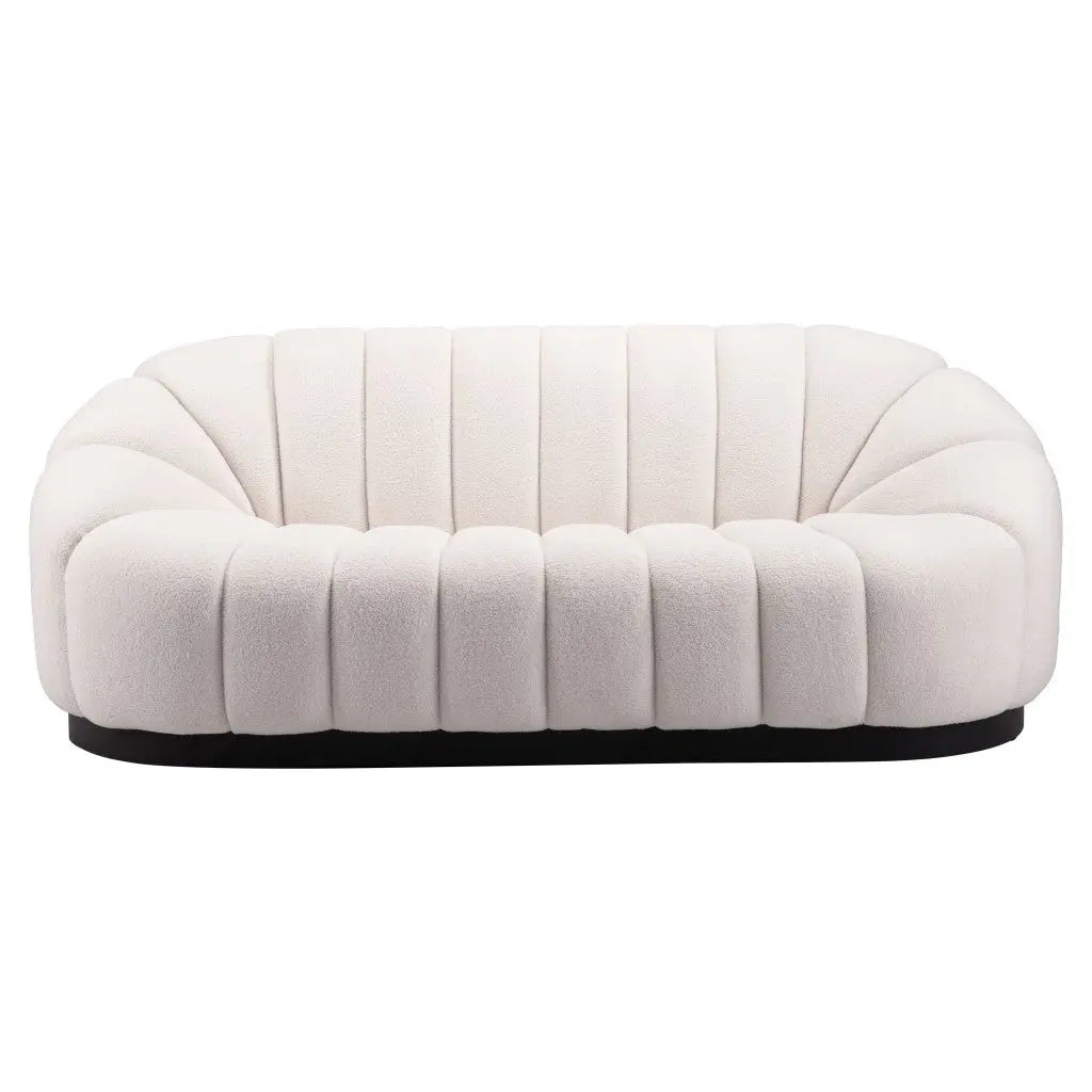 85" Cream Polyester Sofa Homeroots Living Room