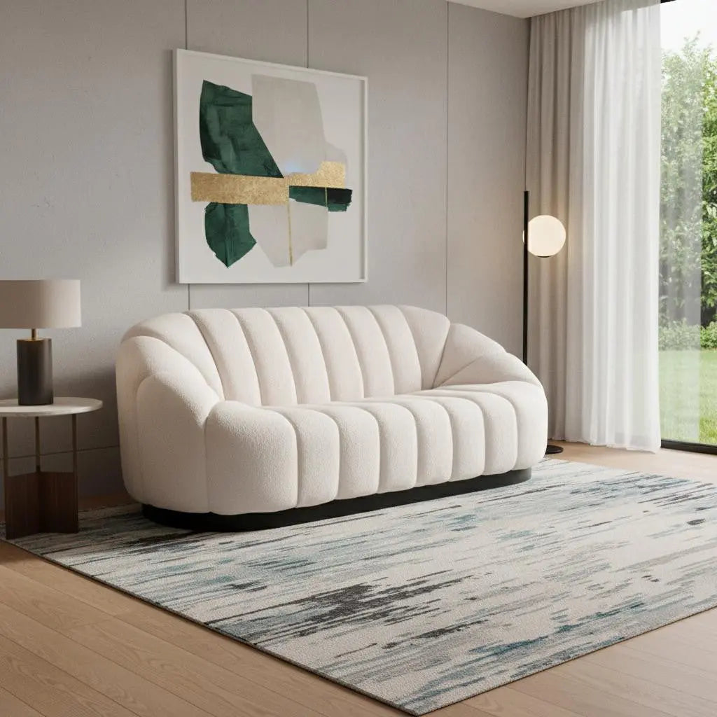 85" Cream Polyester Sofa Homeroots Living Room