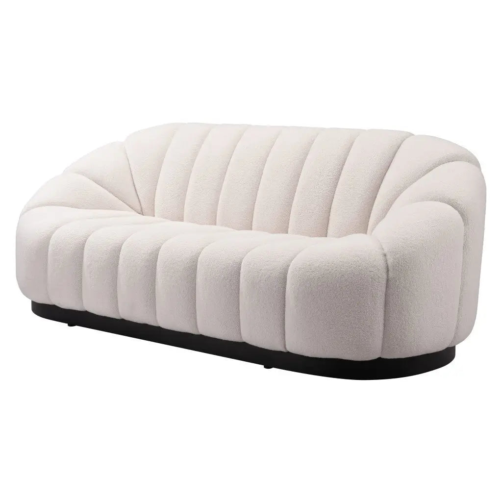 85" Cream Polyester Sofa Homeroots Living Room