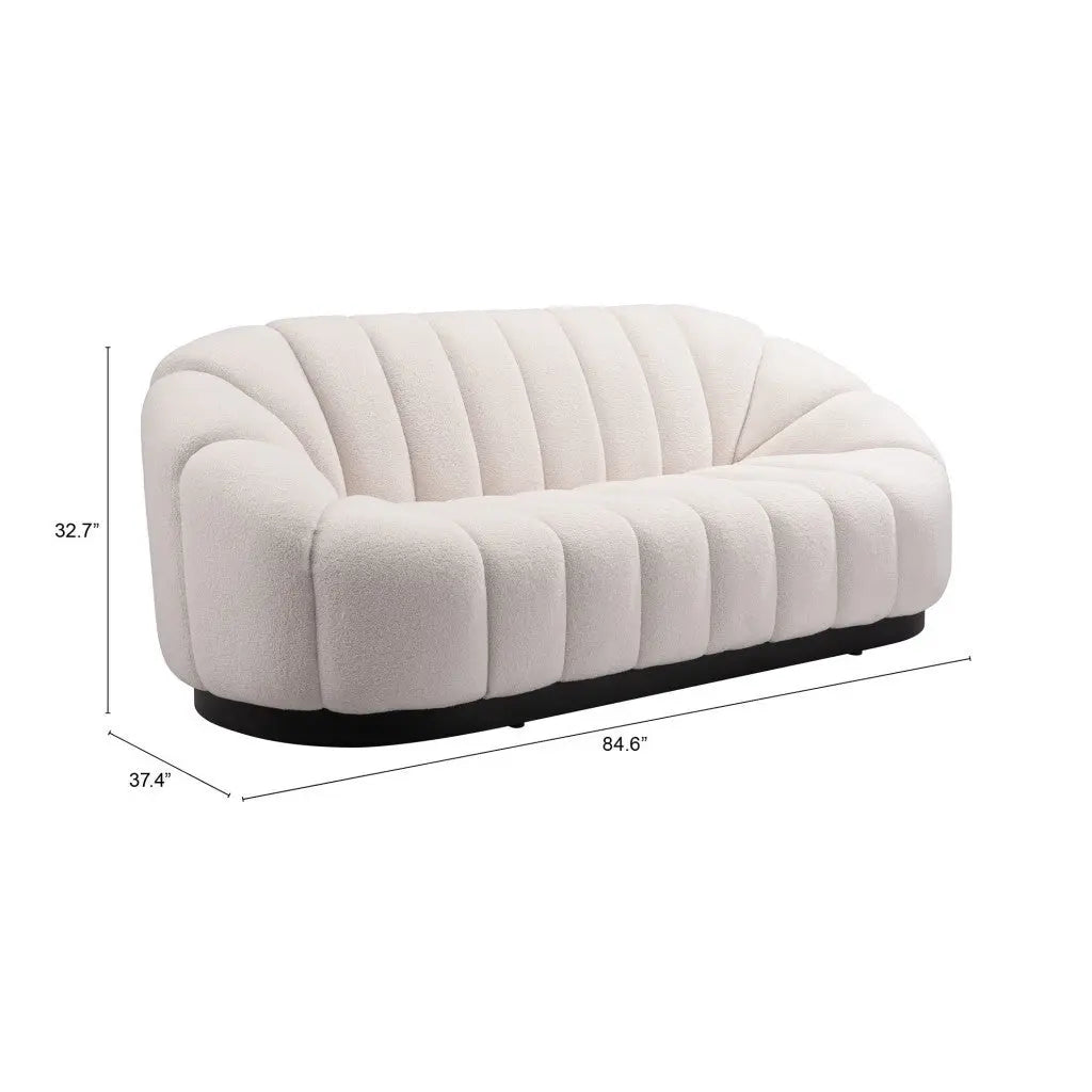 85" Cream Polyester Sofa Homeroots Living Room