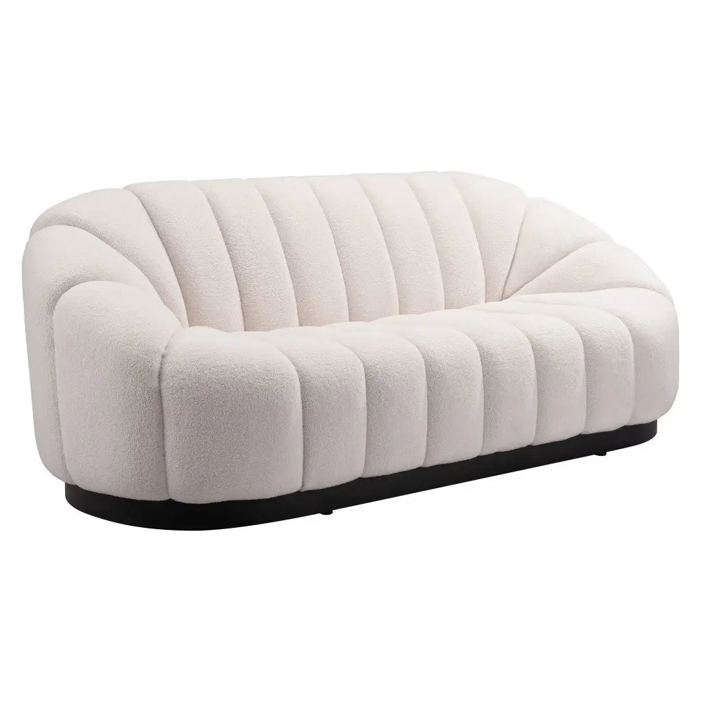 85" Cream Polyester Sofa Homeroots Living Room