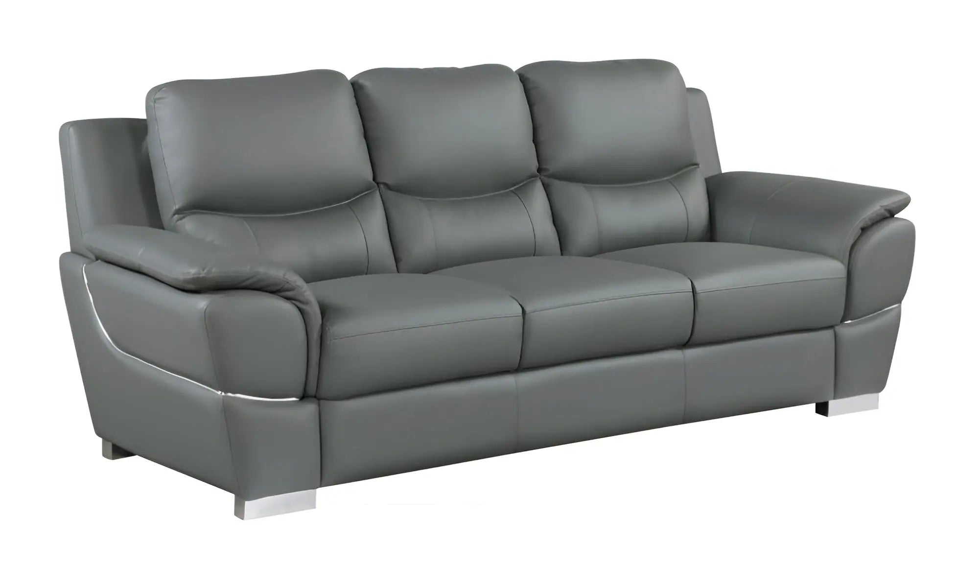 85" Gray Leather Sofa With Silver Legs Homeroots Living Room