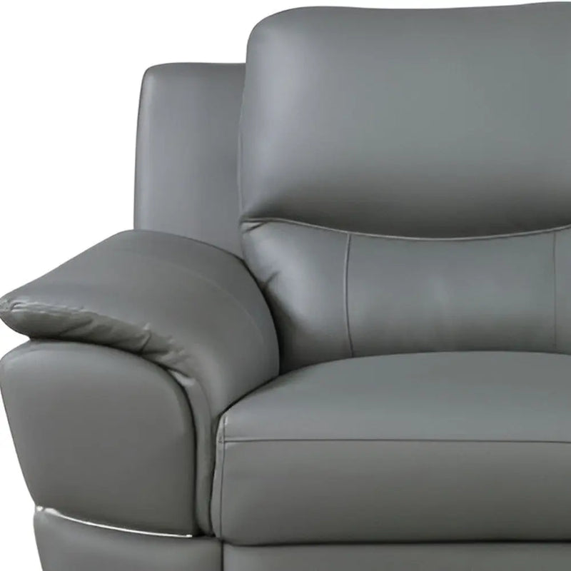 85" Gray Leather Sofa With Silver Legs Homeroots Living Room