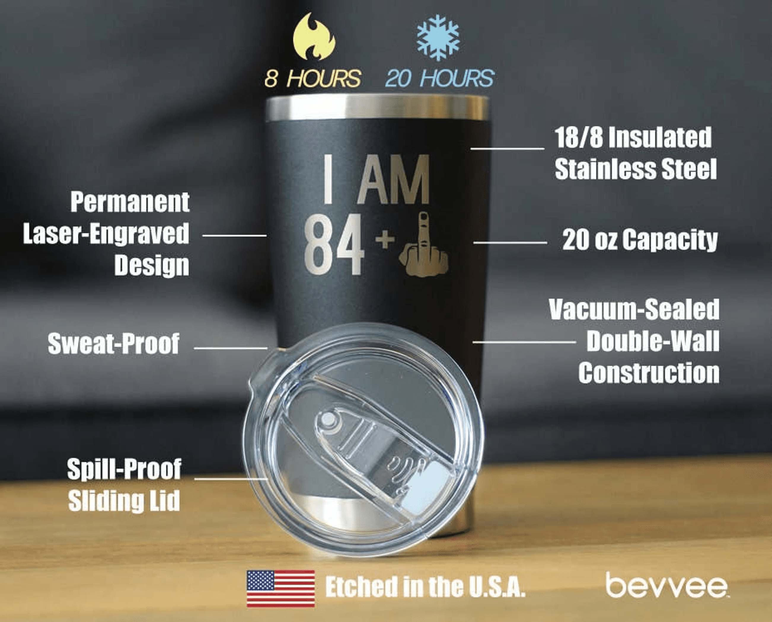 85th Birthday Gifts - Middle Finger Insulated Travel Tumbler Bevvee