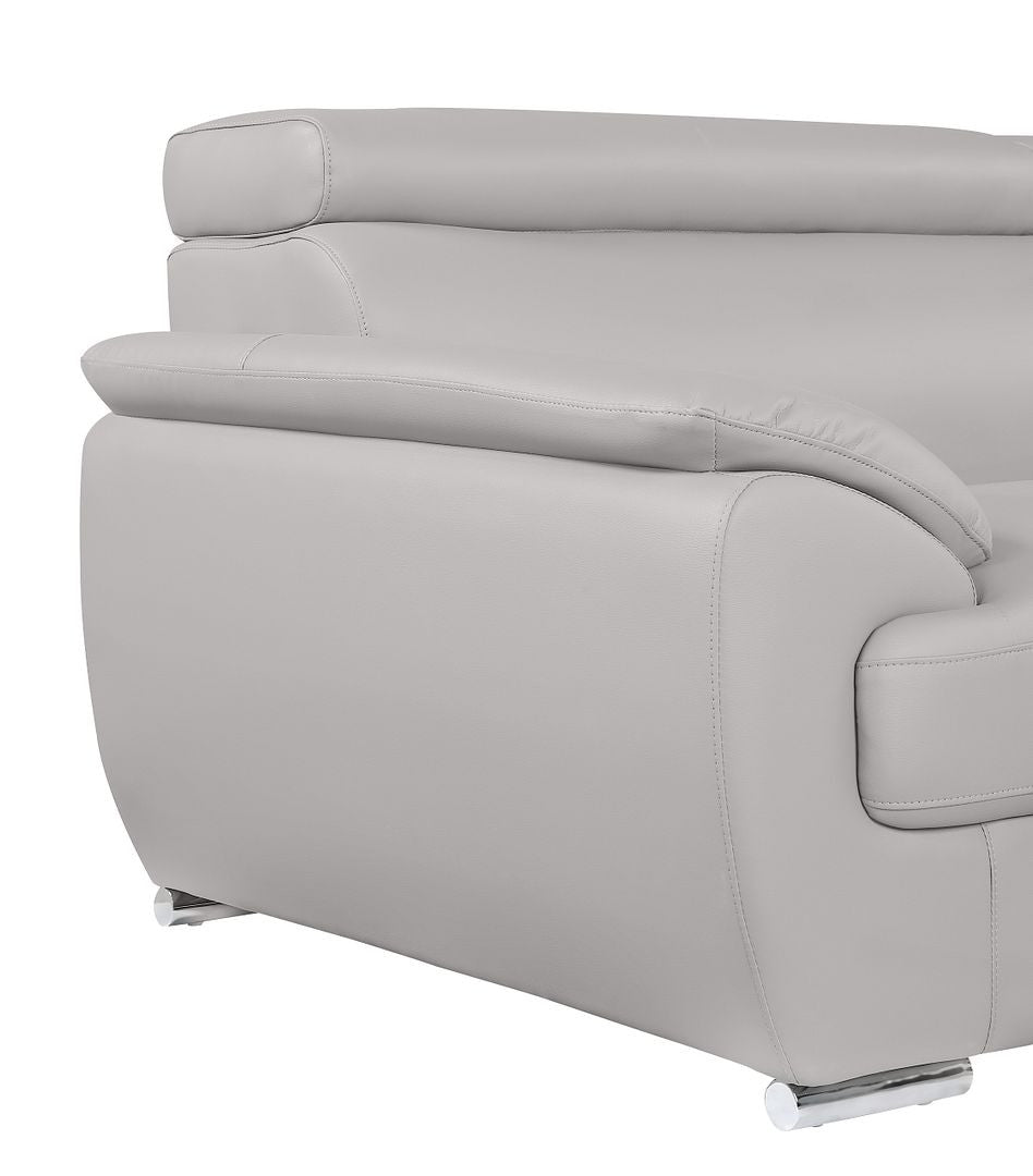 86" Light Gray Top Grain Leather Sofa Homeroots Living Room