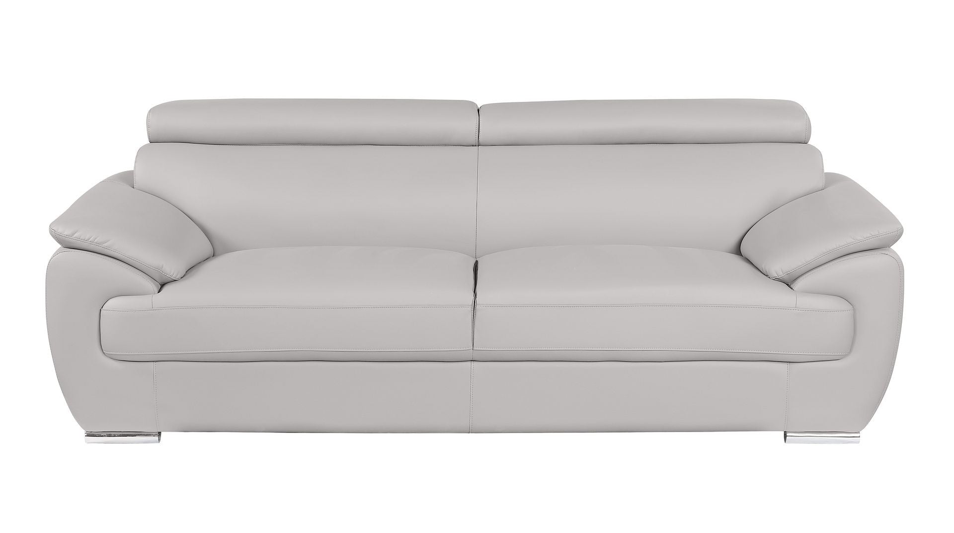 86" Light Gray Top Grain Leather Sofa Homeroots Living Room