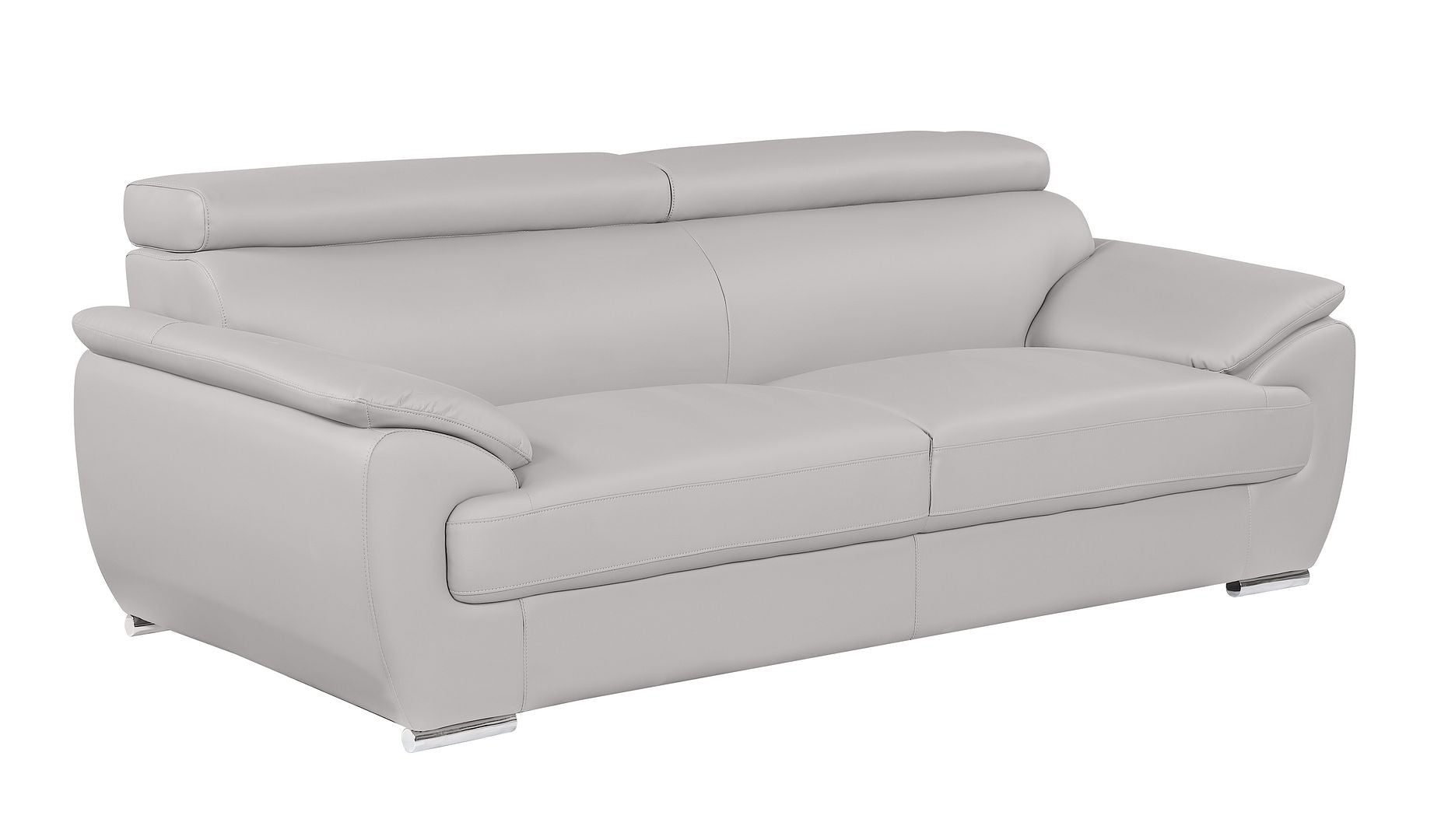 86" Light Gray Top Grain Leather Sofa Homeroots Living Room