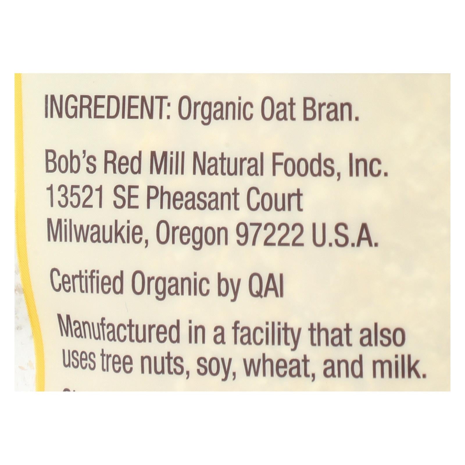Bob's Red Mill - Oat Bran - Organic High Fiber Hot Cereal - Case Of 4 - 18 Oz. Bob's Red Mill