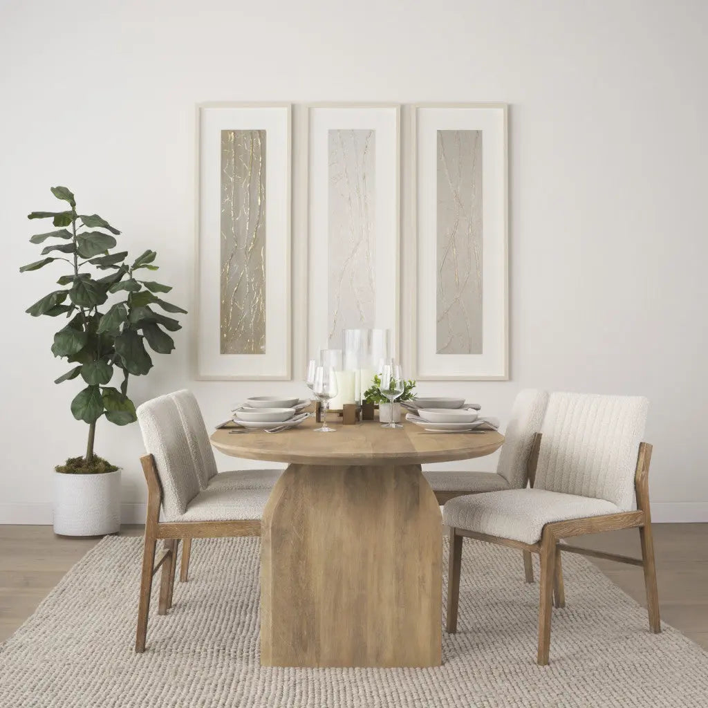 87" Brown Solid Wood Double Pedestal Base Oval Dining Table Homeroots Kitchen & Dining