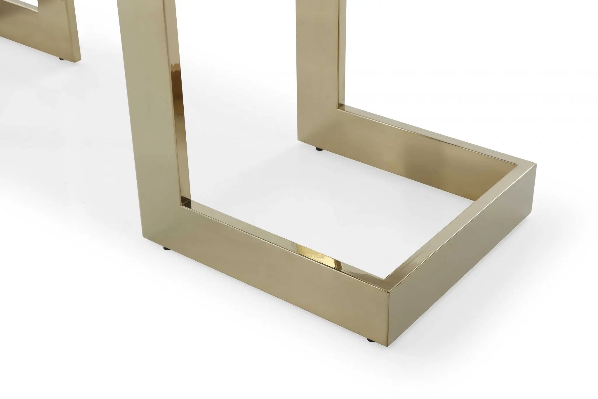 87" Clear And Gold Glass And Stainless Steel Double Pedestal Base Dining Table Homeroots Kitchen & Dining