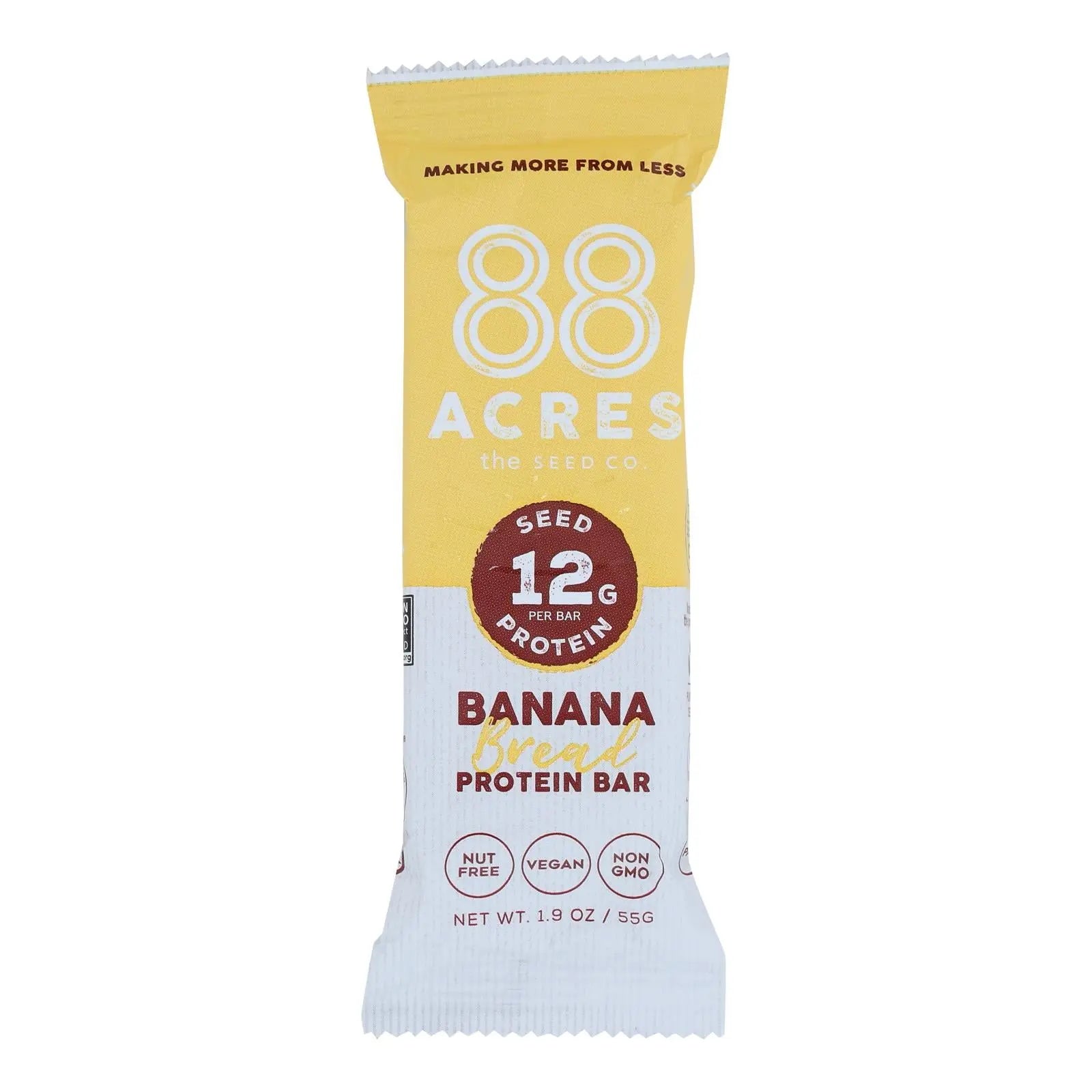 88 Acres - Protein Bar Banana Bread - Case Of 9-1.9 Oz 88 Acres