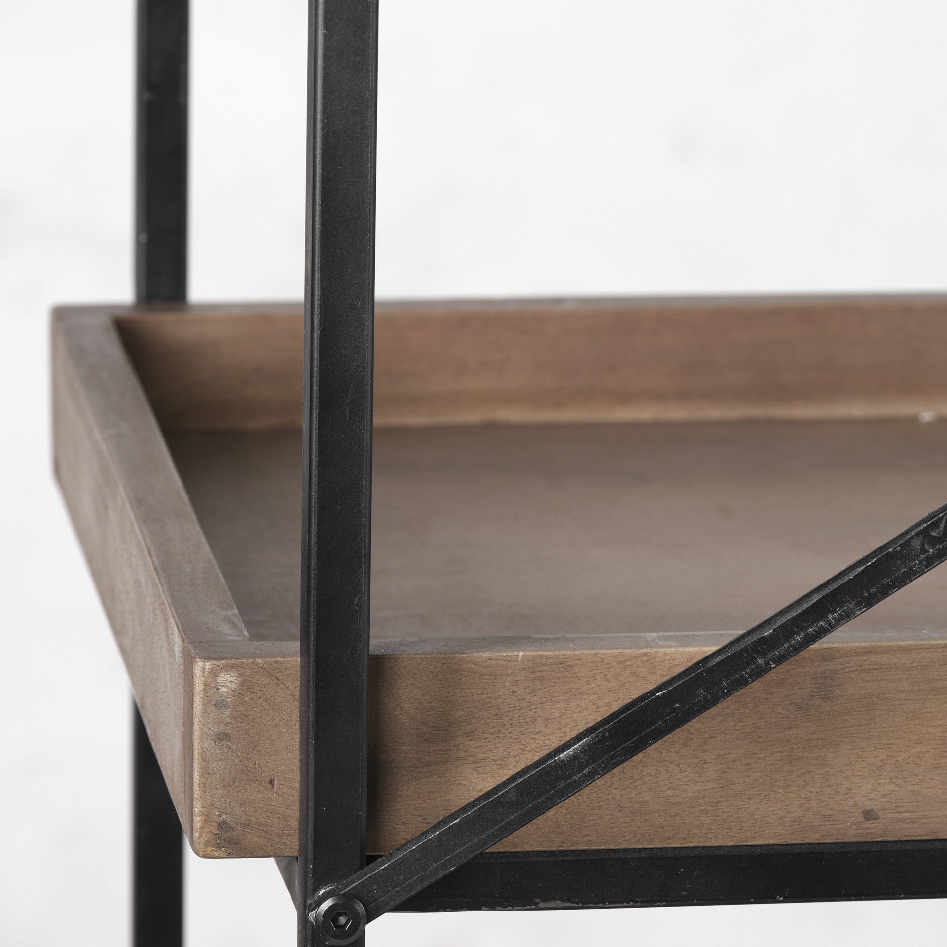 88" Black And Brown Iron and Wood Five Tier Bookcase - GreatEagleInc