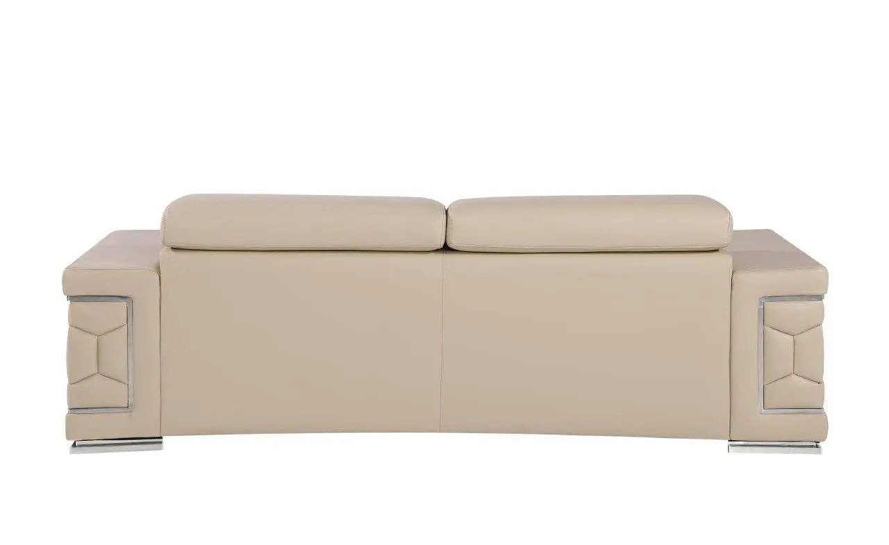 89" Beige Leather Sofa With Silver Legs Homeroots Living Room