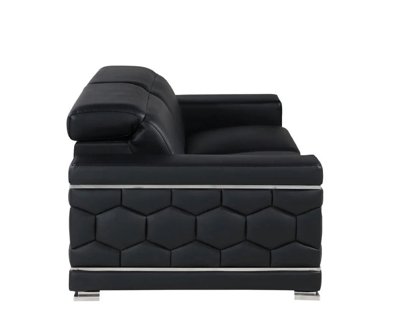89" Black Leather Sofa With Silver Legs Homeroots Living Room