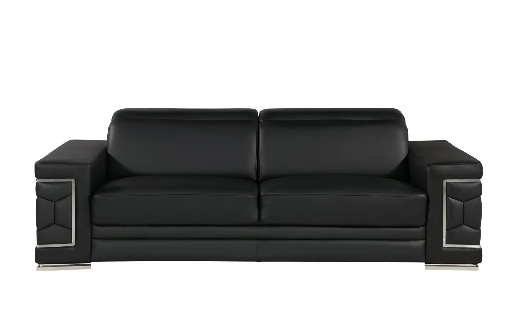 89" Black Leather Sofa With Silver Legs Homeroots Living Room