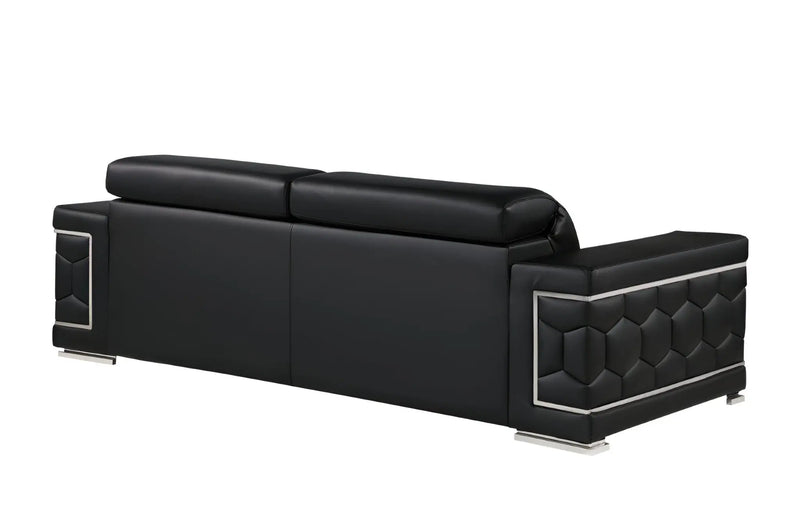 89" Black Leather Sofa With Silver Legs Homeroots Living Room