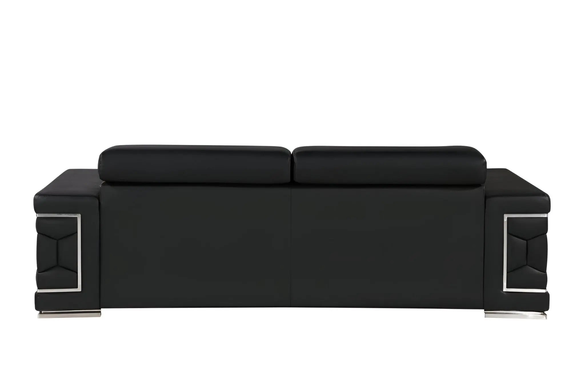 89" Black Leather Sofa With Silver Legs Homeroots Living Room