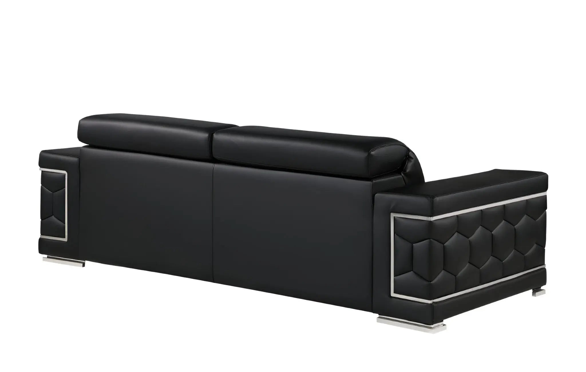 89" Black Leather Sofa With Silver Legs Homeroots Living Room