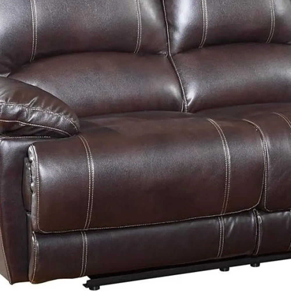 89" Brown Microfiber Reclining Sofa With Black Legs Homeroots Living Room