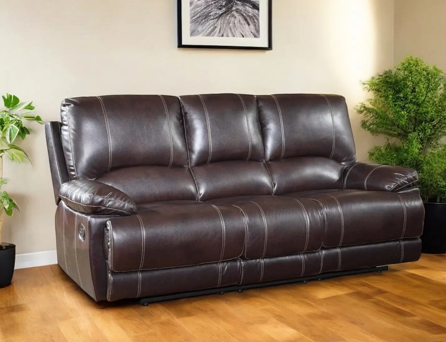 89" Brown Microfiber Reclining Sofa With Black Legs Homeroots Living Room