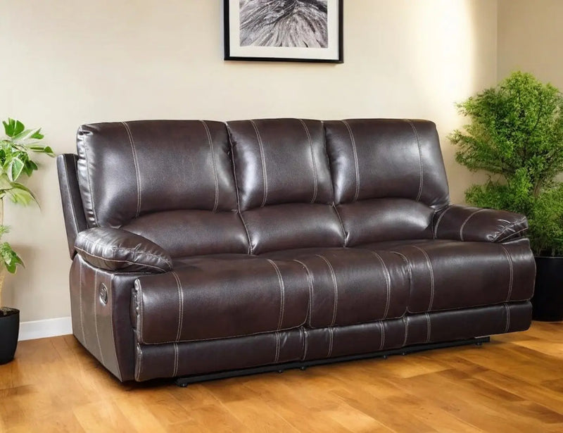 89" Brown Microfiber Reclining Sofa With Black Legs Homeroots Living Room