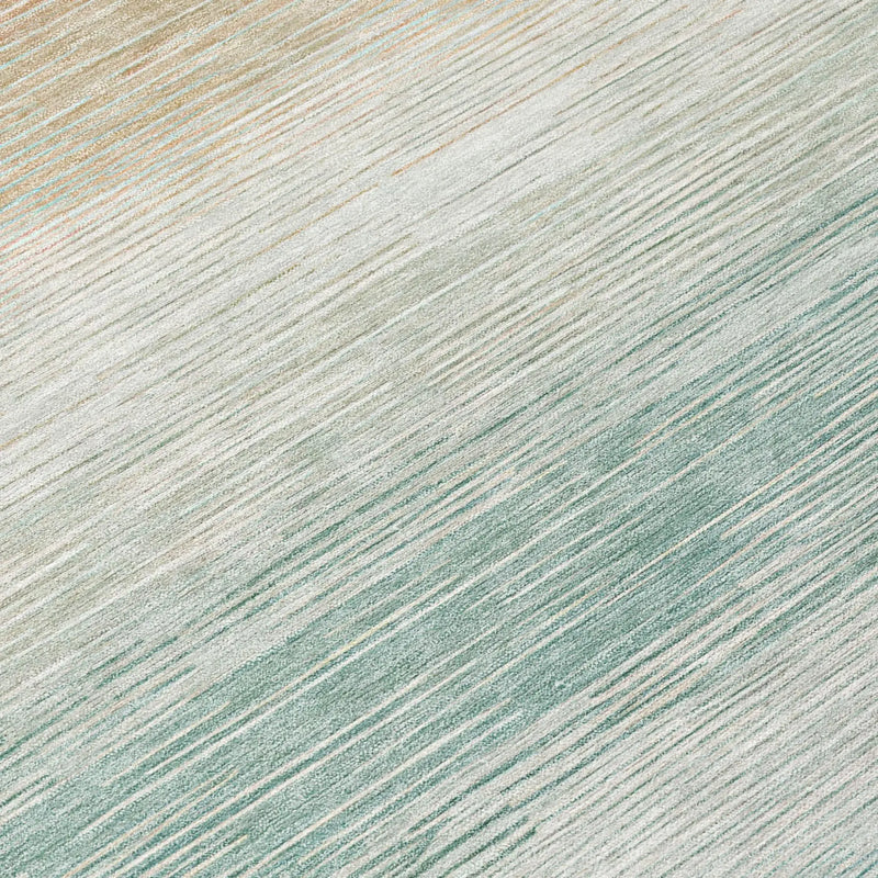 8' Aqua And Teal Blue Round Striped Washable Indoor Outdoor Area Rug Homeroots Outdoor