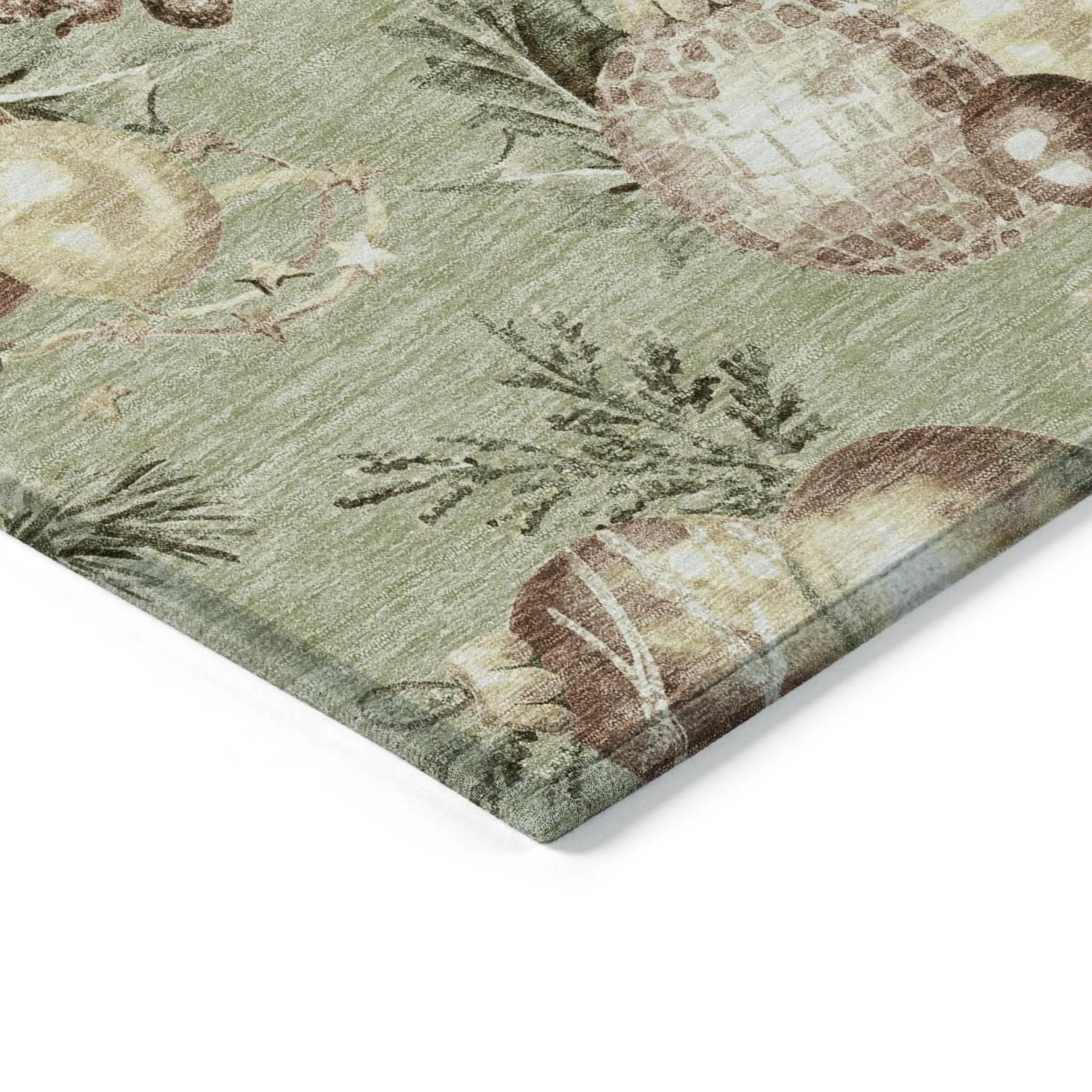 8' Artichoke Green Brown And Beige Round Stars Washable Indoor Outdoor Area Rug Homeroots Outdoor