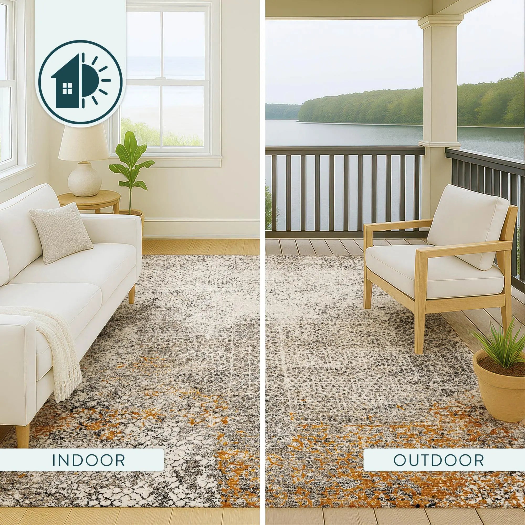8' Beige And Brown Round Abstract Washable Indoor Outdoor Area Rug Homeroots Outdoor
