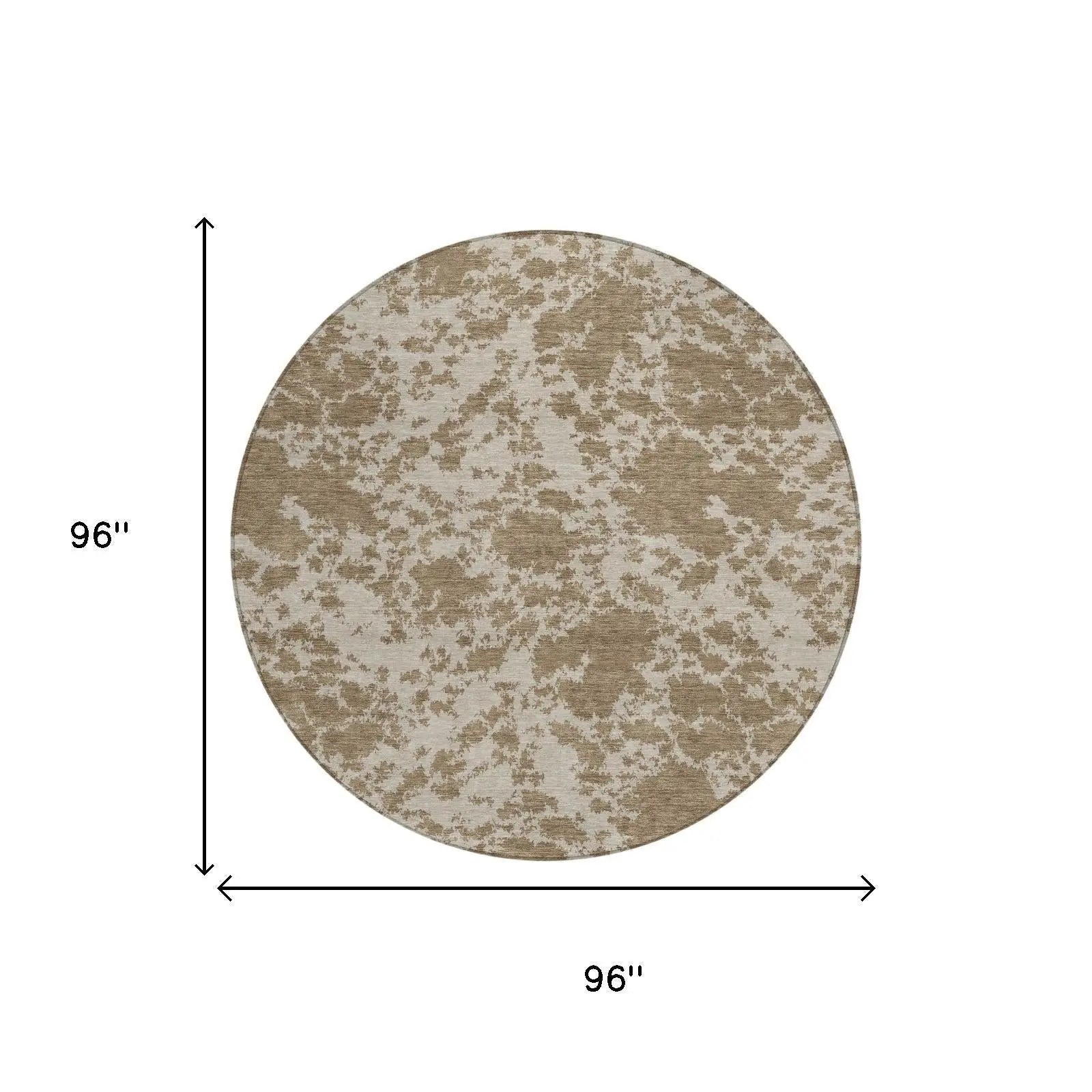 8' Beige And Brown Round Abstract Washable Indoor Outdoor Area Rug Homeroots Outdoor