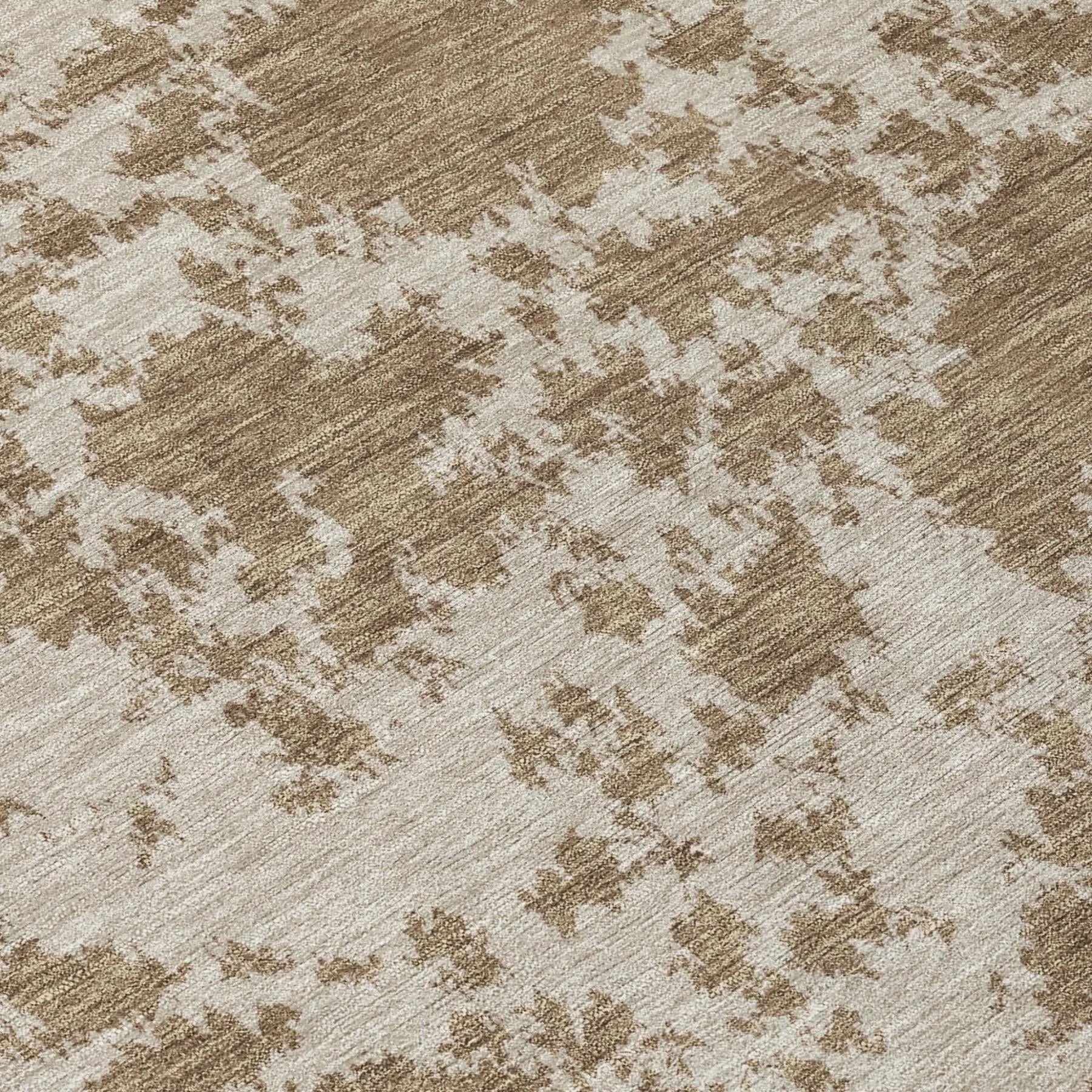 8' Beige And Brown Round Abstract Washable Indoor Outdoor Area Rug Homeroots Outdoor