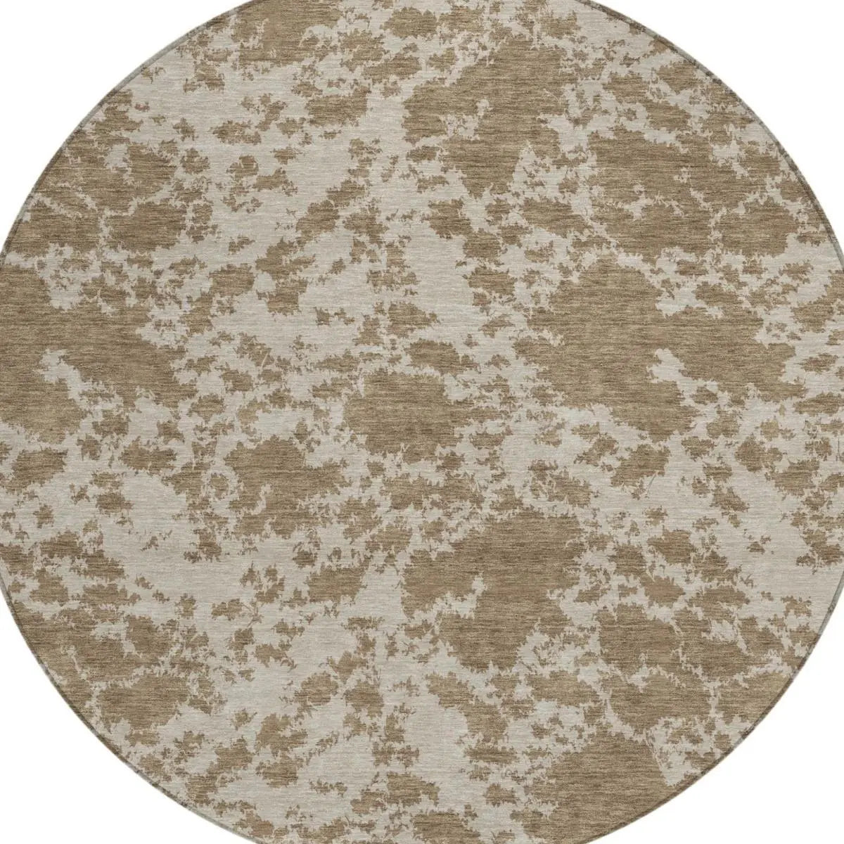 8' Beige And Brown Round Abstract Washable Indoor Outdoor Area Rug Homeroots Outdoor