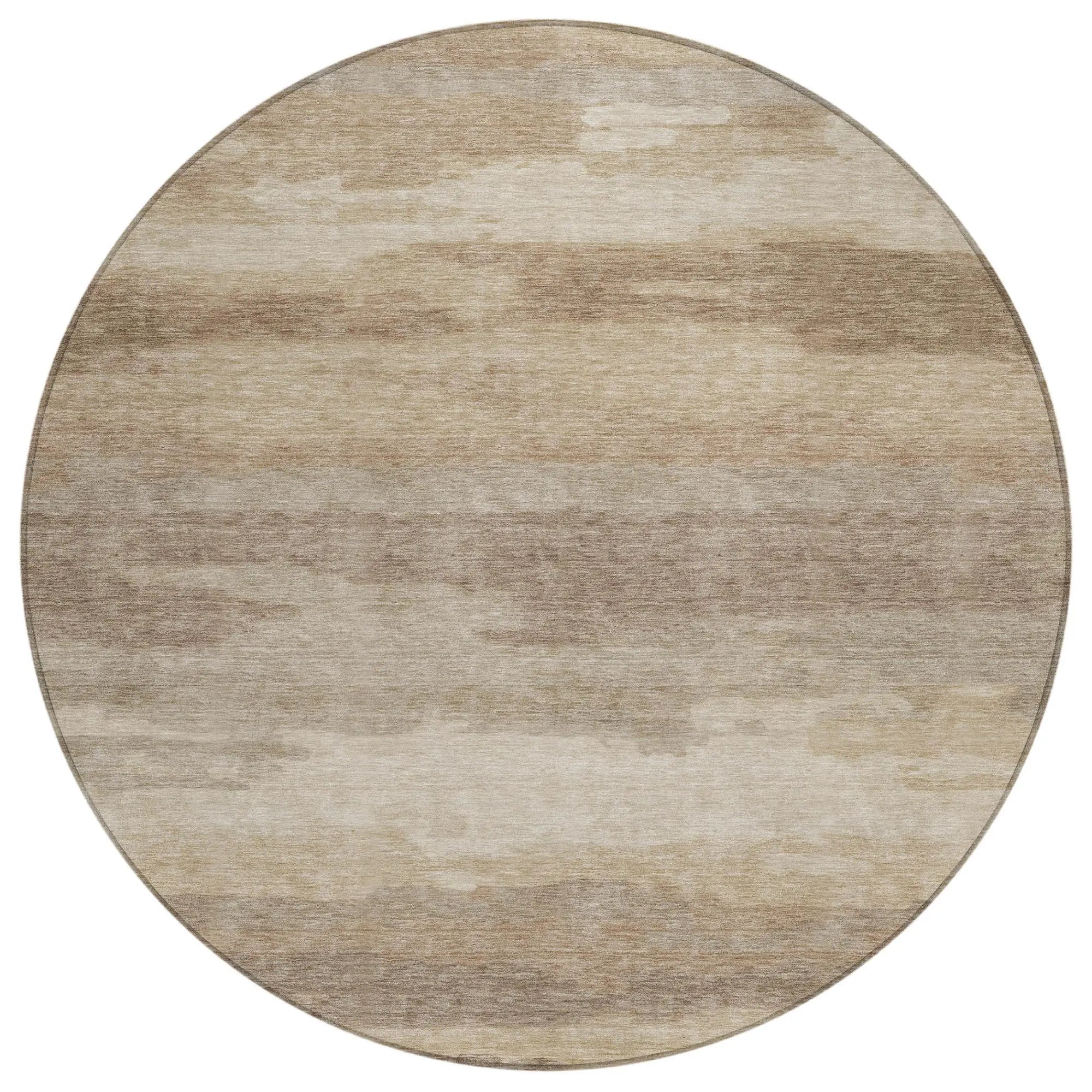 8' Beige And Brown Round Abstract Washable Indoor Outdoor Area Rug Homeroots Outdoor