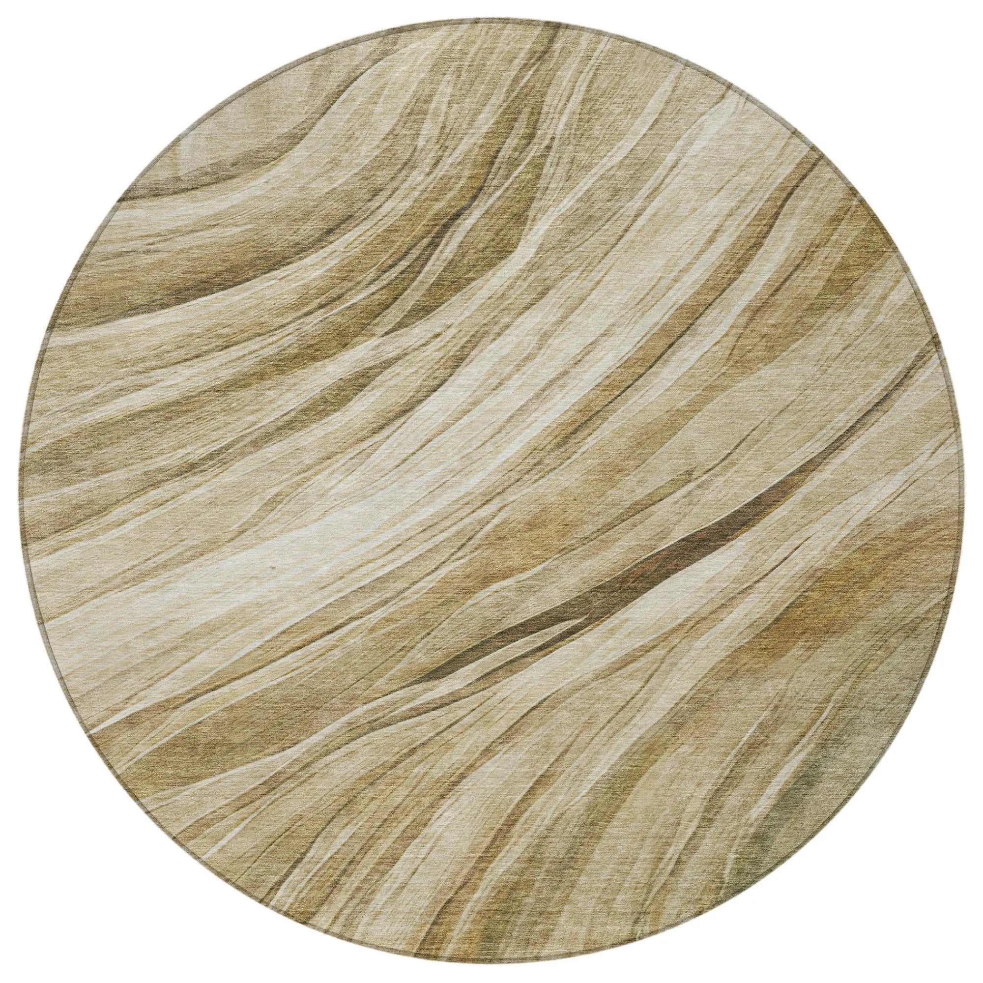 8' Beige And Brown Round Abstract Washable Indoor Outdoor Area Rug Homeroots Outdoor