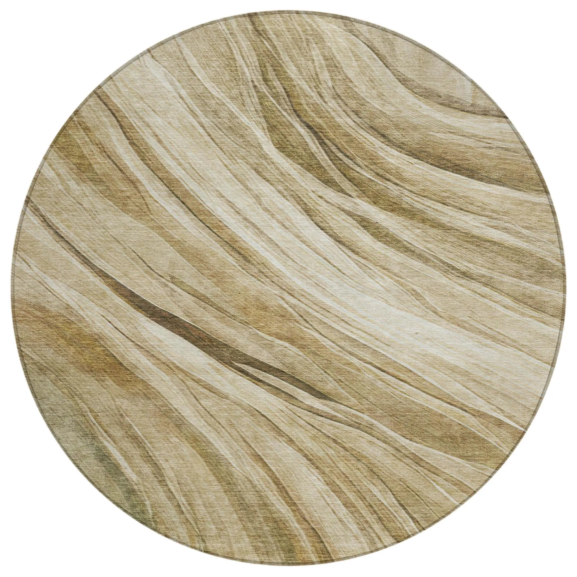 8' Beige And Brown Round Abstract Washable Indoor Outdoor Area Rug Homeroots Outdoor