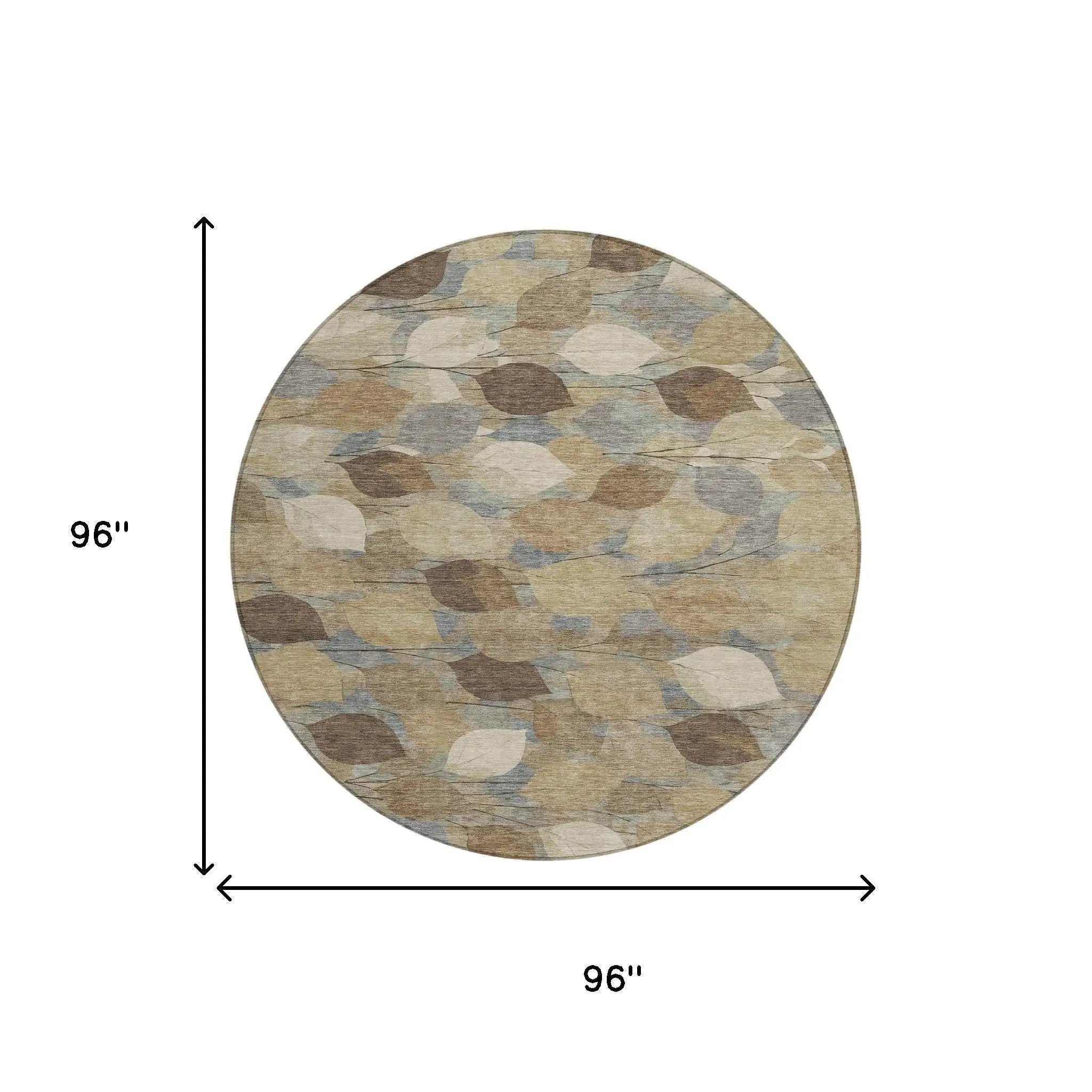 8' Beige And Brown Round Floral Washable Indoor Outdoor Area Rug Homeroots Outdoor