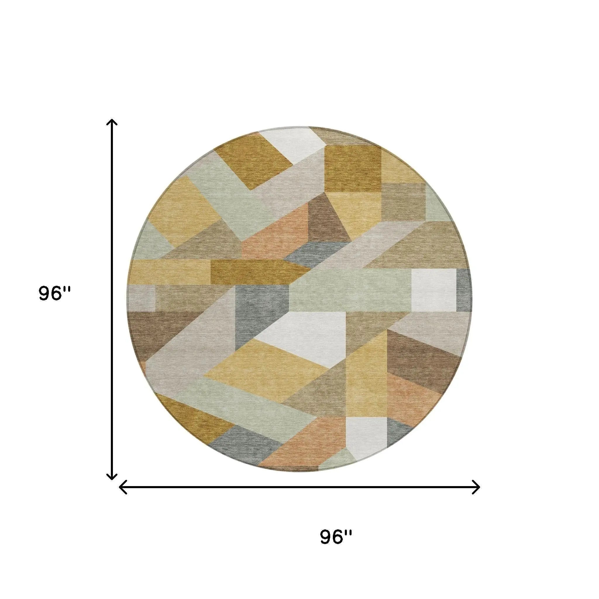 8' Beige And Brown Round Geometric Washable Indoor Outdoor Area Rug Homeroots Outdoor