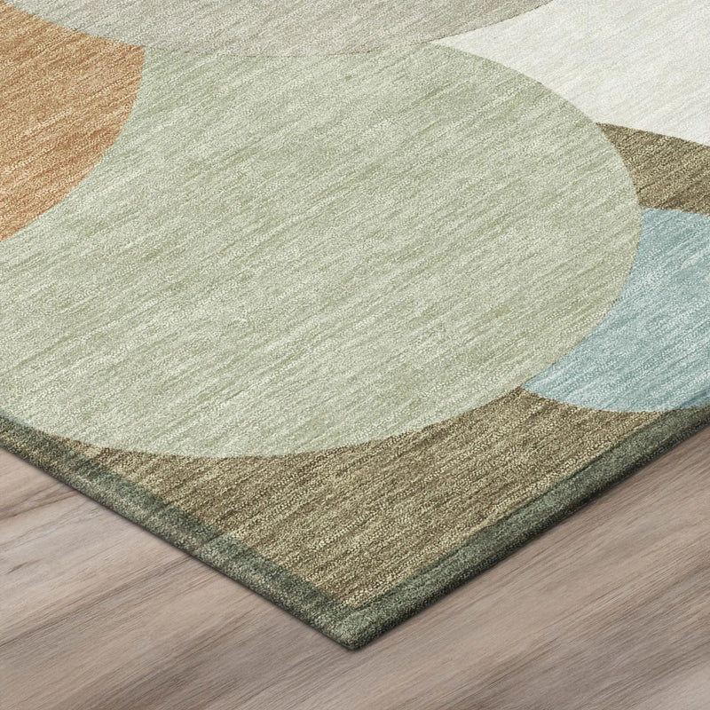 8' Beige And Brown Round Geometric Washable Indoor Outdoor Area Rug Homeroots Outdoor