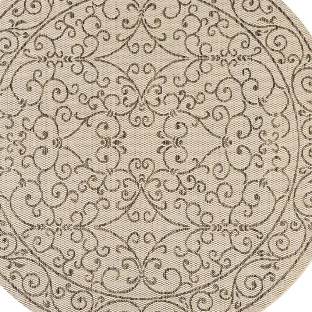 8' Beige And Brown Round Medallion Indoor Outdoor Area Rug Homeroots Outdoor